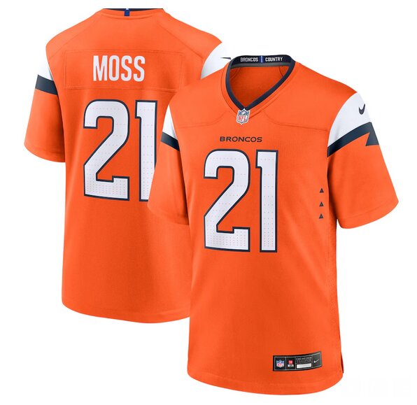 Men Denver Broncos 21 Moss orange 2024 Nike Limited NFL Jersey style 2